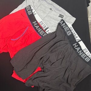 NWOT Hanes Boxer Briefs Trio - Red, Gray, Black